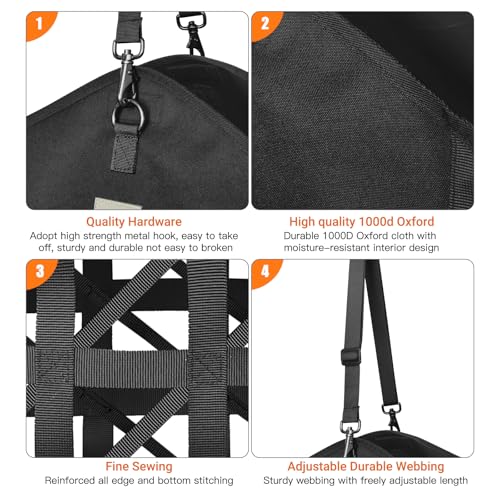 Dual Purpose Feed Horse Hay Bags, 1 Pack Large Black Oxford Fabric | Two-Sided Premium Oxford Hay Bags with Large Opening, Adjustable Dual-Purpose Strap for Easy Hanging - size: Large 1 Pack