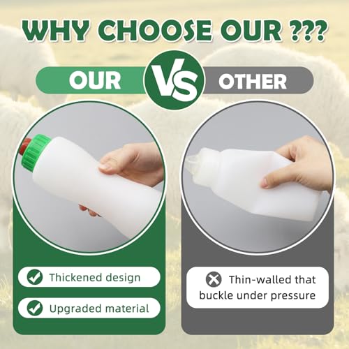Lamb&Goat Feeding Bottle 2Pcs 500ml Lamb Nipple and Bottle Reusable Small Animal Care Milk Bottle for Farm Supplies