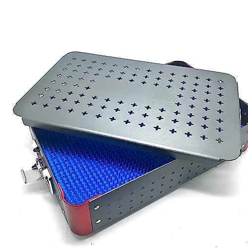 Instrument Sterilization Tray Box with Silicone mat 300mm*195mm*65mm Disinfection Sterilization ultrasonic Basket case ultrasonic Cleaning Washing Sterilization Trays opthalmic ENT