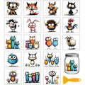 GLOBLELAND 18 Sheets Crazy Animals Rub on Transfer for Glass Bottle UV DTF Cup Wraps Funny Cat Dog Bird Transfer Stickers Home Decals for Vase Porcelain - style: Crazy Animals