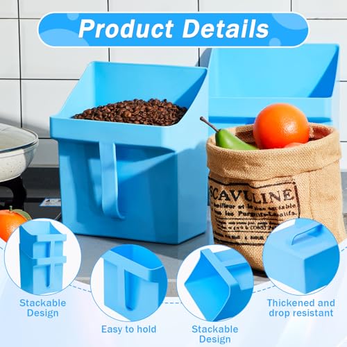 Relaxweex 2 Pcs 4 Quart Enclosed Large Feed Scoop, Blue | Heavy Duty Durable, for Ranchers, Homesteaders and Livestock Farmers - color: Blue
