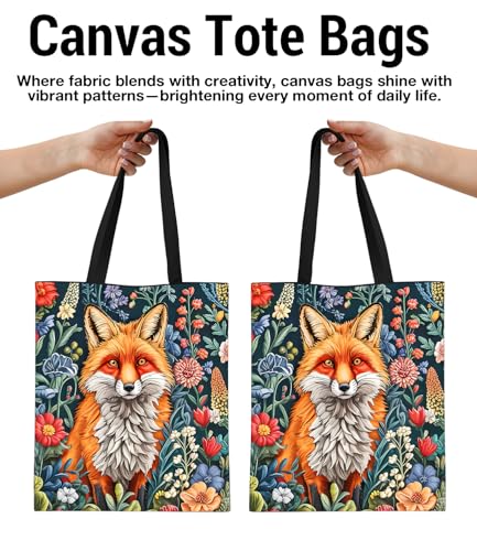Vintage Botanical Animal Canvas Tote Bag for Women, Aesthetic Floral Animal Reusable Shoulder Bag for Shopping - color: 14
