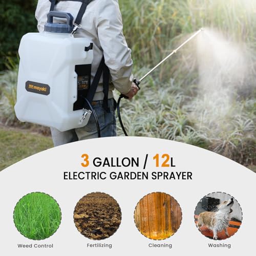 3 Gallon Lawn Garden Sprayer Compatible with DeWalt 20V MAX Battery | Backpack Pump Sprayer with 2.0Ah Battery,7 Nozzles, Adjustable Pressure,Translucent Tank for Spraying,Watering,Weeds,Cleaning - color: Gray