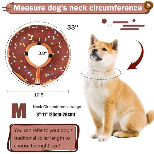 Recovery Donut Collar for Dogs & Cat,Inflatable Dog Cone Collar Alternative After Surgery,Soft Dog Cone for Large Medium Small Pet, Adjustable Pet Neck Donut(Brown,Medium) - color: Brown, size: M（neck 8"-11"）