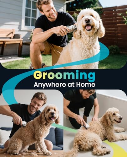 oneisall PC18 Dog Clippers for Grooming for Thick Coat | 6800 RPM High-Speed, Detachable Stainless Steel Blades,4 hours of battery life, Dog Shaver for Thick/Matted/Knotted/Hair