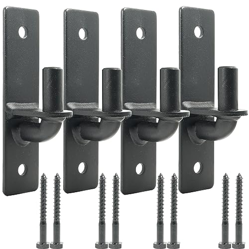 Wall Mount 4 Pack Gate Hinge Black, Sturdy Fence Post Chain Link Hinges with 5/8 Pin - color: Black（4）