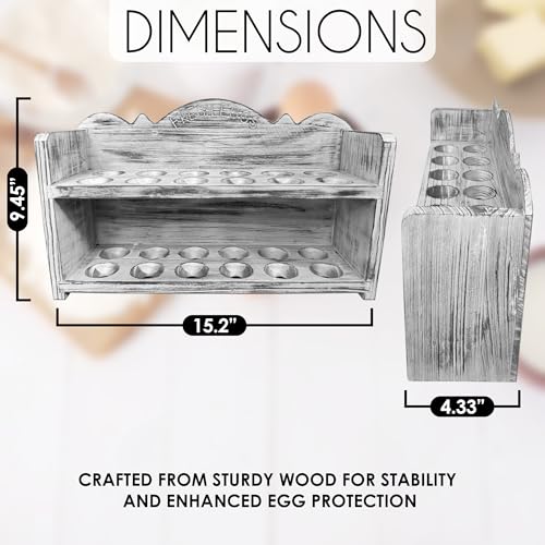 White Premium Pine Wooden Egg Holder 2-Tier Durable 24-Egg Storage Solution Ideal for Modern and Rustic Kitchen Fresh Eggs