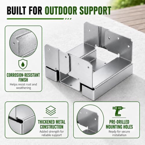 6PCS 6x6 Post Base for Concrete Heavy Duty Galvanized Post Anchor Base | Adjustable Wood Post Bracket Kit with 1" Standoff for Deck Patio/Gazebo/Pergola - style: Without Accessories