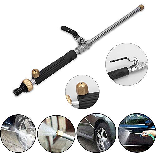 Hydro Jet High Pressure Power Washer-high pressure cleaning tool Extra Long Extendable Wand,Flexible Water Hose Universal Nozzle,Gutter Patio Car Pet Window Cleaning tool black - color: Black