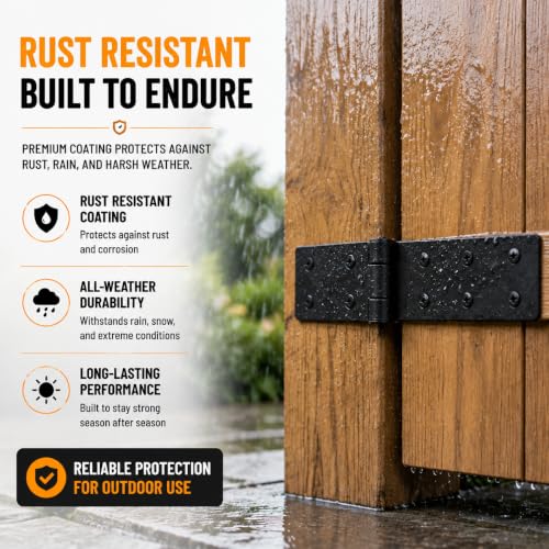 Fence Hinges for Outdoor Wood Gates Heavy Duty,270°Solid Folding Butt Hinges, Rust-Resistant (3 Pack) - size: Hinges Heavy Duty 3Pcs
