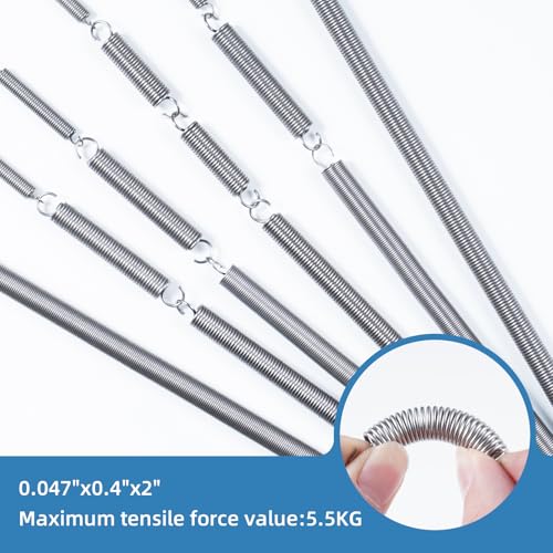 6pcs Extension Springs,0.047"x0.4"x2" 304 Stainless Steel | Extension Springs with hook ends 2inch - size: 0.047"x0.4"x2"