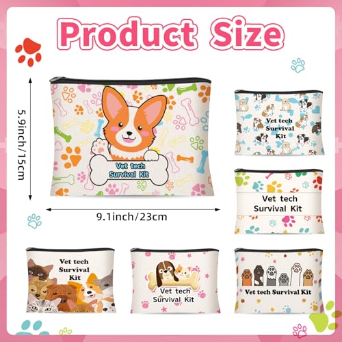 Kacctyen 12 Pcs Veterinary Appreciation Gifts for Women Veterinarians Cosmetic Bags Veterinary Technician Gift Dog Lover Doctor Makeup Bag for Clinic Staff Coworker Gift - style: Vet Tech