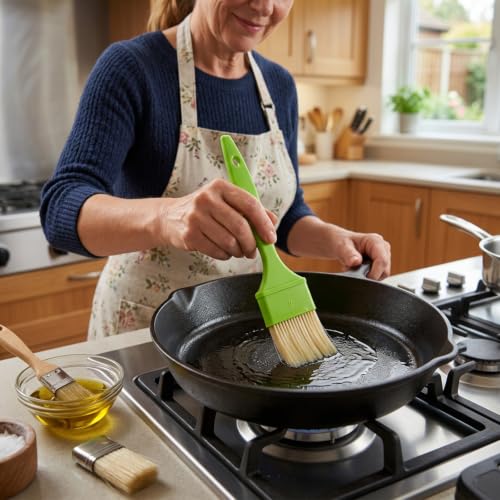 4pcs Natural Bristle Basting Brush 1/2/3/4 Inch Pastry Brush for Baking Bristle Basting Brushes for Cooking BBQ Brushes for Butter Oil Egg and Sauce Turkey Marinade with Hang Hole Design Green
