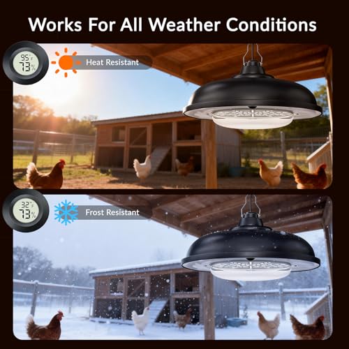 Solar Light & Thermometer Hygrometer Set | 3 Color Dimming Hanging Lamp with Remote Control & Dusk to Dawn | Waterproof for Shed Chicken Coop Gazebo Garage Greenhouse - size: Without pulleys