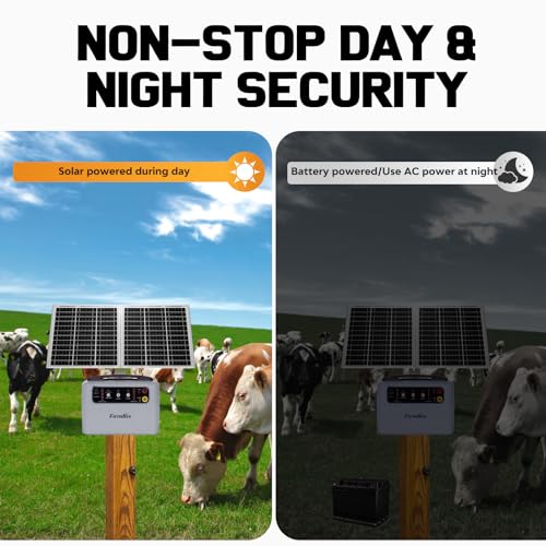 6-12KV Adjustable Output 30 Miles 1.5J Solar Electric Fence Charger | SEF-02, High-Efficiency 15W Solar Panel for Livestock, Farms & Remote Pastures, 12V 7Ah Battery, 24H Uninterrupted Protection - color: Gray