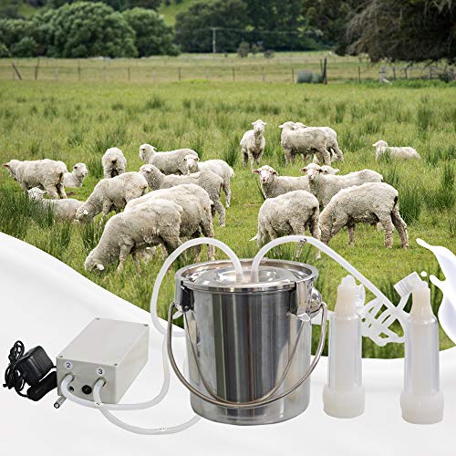 3L Goat Milking Machine,Pulsation Vacuum Electric Milker(Plug-in) | Stable Suction with Stainless bucket