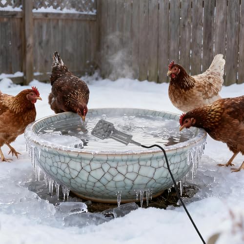 120V 500W Pond De-Icer and Chicken Water Heater for Livestock Tank Heater, Featuring Power-Off Protection, Overheating Protection, GFCI Plug & 9.2FT UL Approved Cord - size: 500 Watt