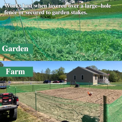 Garden Fence 4 x 100 FT,0.4" Mesh Plastic Fencing,50PCS Zip Ties | Deer Fence Temporary Fence Snow Fence Safety Fence,Construction Fencing for Yard,Rabbits,Chicken,Dogs,Animal Barrier,Green - size: 4ftx100ft