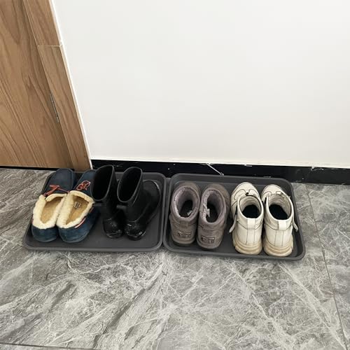 PetLike Boot Tray for Entryway Indoor, Pet Food Mat, 16.7 x 12.8 inch 2 Packs, Waterproof Shoe Tray for Indoor and Outdoor, Multi-Purpose Traysfor Boots, Shoes, Pets, Garden - color: Gray, size: 16.7x12.8 INCH