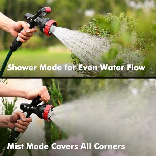 RESTMO Fireman Hose Nozzle Heavy Duty, Garden Hose Spray Nozzle for Outdoor | Lever Handle & Ergonomic Grip, 6 Classic Spray Patterns with Adjustable Flow Control for Watering, Cleaning - color: Red