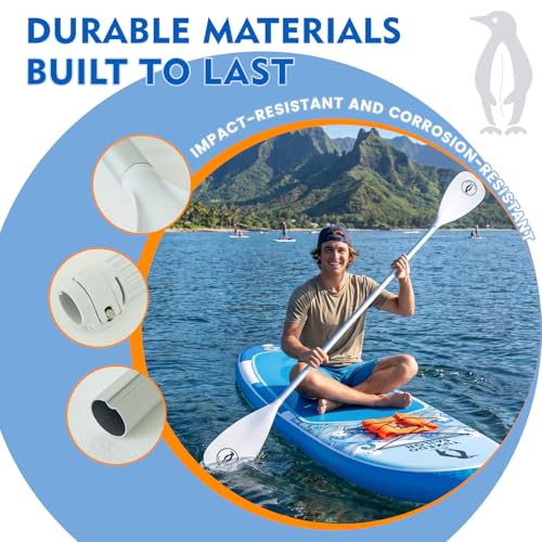 Tuxedo Sailor SUP Paddle - 3 Piece Adjustable Stand Up Paddle Board Paddle - Lightweight & Floating Paddle Board Oar - Durable and Packable, Reinforced Nylon Blades - Efficient Stroke - color: double white A