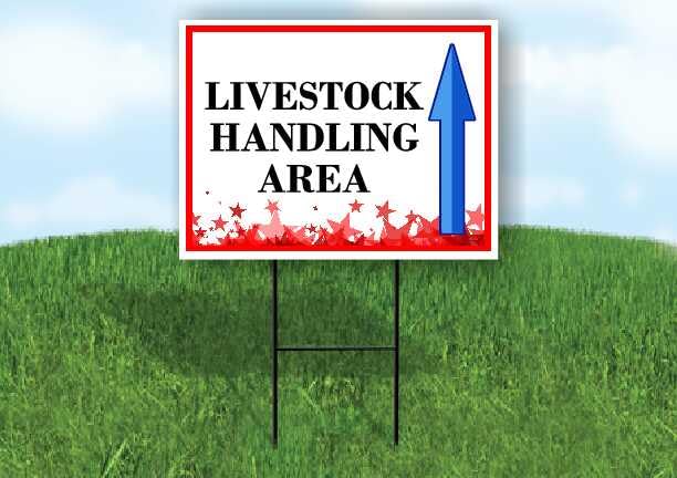 Livestock Handling Area 4Th Of July American Flag Usa Patriotic Red Blue Stars Up Arrows Double Sided 18x24 in. Yard Road Sign - size: Double Sided Up Directional Arrows