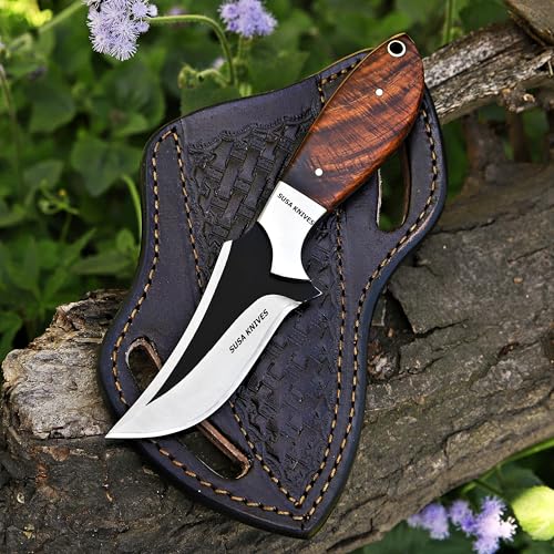 Custom Handmade 7'' fixed blade hoof rasp knife Cow boy knife Turquoise Handle Damascus steel Bull cutter, cowboy knives with pancake leather sheath (WOOD) - color: WOOD