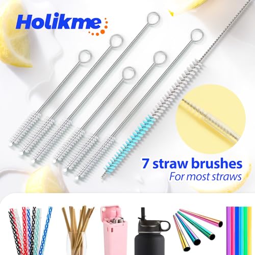 Holikme Bottle Brush Tube Cleaning Lab Set with Long Handle,Green | Straw Cleaner Brush for Cup Cleaner for Washing Narrow Neck Beer Wine Decanter Pipes Lids Sinks Cap Covers - color: Green