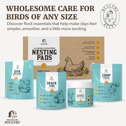 Aspen Chicken Nesting Pads, 13" x 13", 20 Pack, Made in USA | Trim-to-Fit Nest Box Liners for Chicken Coop, Excelsior Fiber, Moisture Absorbent, Cleaner Eggs & Easy Cleanup