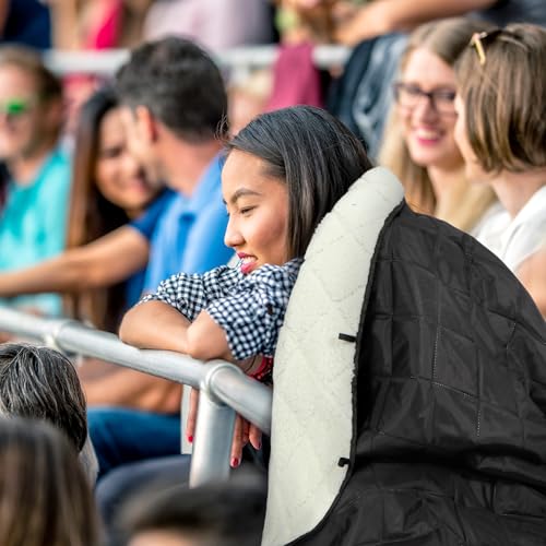 REDCAMP Large Outdoor Blanket 79"x59" Sherpa Fleece Lining, White | Cold Weather Warm Thick Outdoor Blanket Comfy Foldable & Windproof for Camping Stadium,Car,Picnics,Pet,Trip,Machine Washable - color: White&black/59"x79"