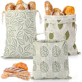 Tallew 3 Pack Beeswax Bread Bags for Sourdough Homemade Bread, Large 17x13 Inch Reusable TPU lining Beeswax Storage Bags with Sealing Zip Keep Fresh Freezer (Leaf Style) - style: Leaf Style
