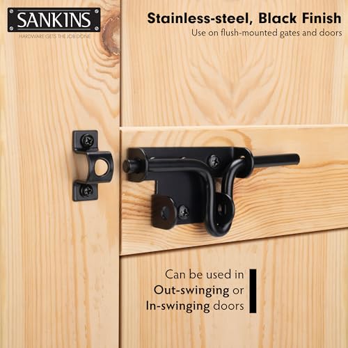 Slide Bolt Gate Latch Lock for Wooden Fence with Padlock Hole, 1pcs | Heavy Duty Black Sliding Bolt Gate Lock Latch Hardware, Door Gate Latch Barrel Bolt Latches for Wooden Vinyl Fence Barn Shed - size: Upgrade