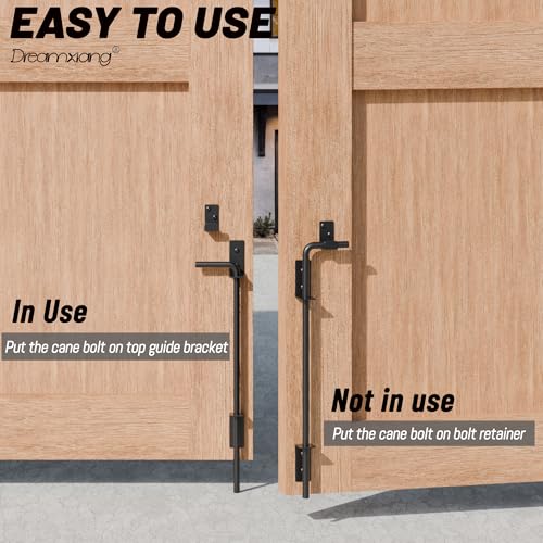24" Heavy Duty Extra Thick Cane Bolt Gate Drop Rod Hardware Ground Latch for Wood PVC Vinyl Metal Fences Gates, Double Doors, Black Solid Steel-2 Pack - color: 24 Inch