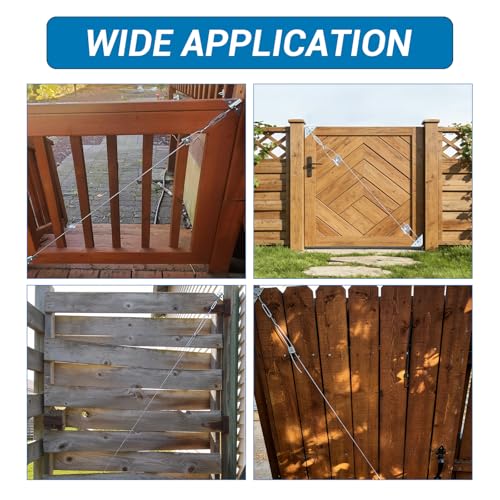 HOME MASTER HARDWARE 2 Pack Anti Sag Gate Kit for Wooden Fence Repair, Zinc Plated Steel, Anti-sag Gate Hardware Kit-Turnbuckle, Hooks, Heavy Steel Cable(7.5ft), Screws - color: Zinc, size: 2 Pack
