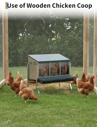 Metal Chicken Nesting Box with Easy-Collect Tray & Lid – 3/4/2x2 Compartment Heavy Duty Roll Away Nesting Boxes for Chickens, Wall Mount or Freestanding, Galvanized Steel Hen Laying Box for Coop