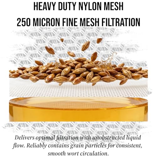 5 Pack BIAB Brewing Bag, 26" x 22", 250 Micron Reusable Fine Mesh Brew Bags with Reinforced Stitching & Drawstring, Heavy Duty Nylon Straining Bag for All Grain Home Brewing & Beer Wine Cider - size: 5Pack 26" X 22"
