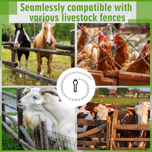 2 Pcs 43 Inch Universal Gate Chain Lock with Quick and Easy Chain Lock for Livestock Gate, Outdoor Fences, Pet Cages, Dog Horse Goat Cow Farm Fences Corral Supplies