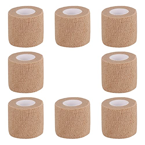 Bandage Wrap 8 Pack 2”x 5 Yards Self Adhesive Bandage Wrap Breathable Cohesive Bandage Wrap Rolls Athletic Elastic Self Adherent Wrap for Sports Injury,Wrist, Knee, Ankle Sprains and Swelling(Beige) - color: Beige, size: 2 Inch (Pack of 8)