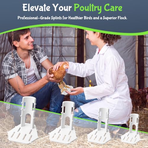 Xuhal 8 Pack Poultry Leg Support Kit with Toe Separator & Bandage 4 Sizes Chicken Splint for Broken Feet & Curled Toes Fixing Fractures, Curled Toes, Bumblefoot in Ducks, Chickens, Geese(White) - color: White