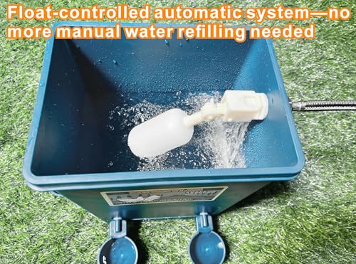 Chicken Feeder, Chicken Waterer with Float Controlled Automatic Set(3 Gallon/16 Pounds), Chicken Coop Accessories（Compatible with 5/8-inch and 3/4-inch Water Pipes, 60-inch Water Supply Pipe - color: Steel Blue