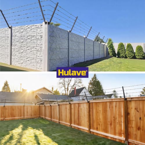 Hulave 8-Pack Angle 25° Fence Post Extender High 32" Fence Barbed Wire Extend Arm for Outdoor Fences to Increase Height for Privacy,Security Prevent Animals from Jumping and Breaking in (Matte Black) - size: 32in-25°Angles