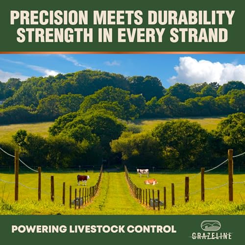 Electric Fence Polywire 9-Strands 1/8” 3280ft - Hot Wire 0.3 Ohm Resistance | 330lb Strength Tinned Copper & Stainless Steel - Suitable for Horses Livestock Rotational Grazing & Pasture Electric Fencing - size: 3280 ft