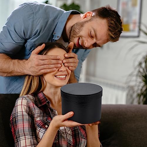 GnFlus Black Gift Box Round Gift Boxes with Lids Set of 3 Nesting Gift Boxes for Presents Assorted Sizes Flower Boxes for Arrangements Birthday Wedding Bridesmaid Graduation Christmas Party Gift Bags - color: Black