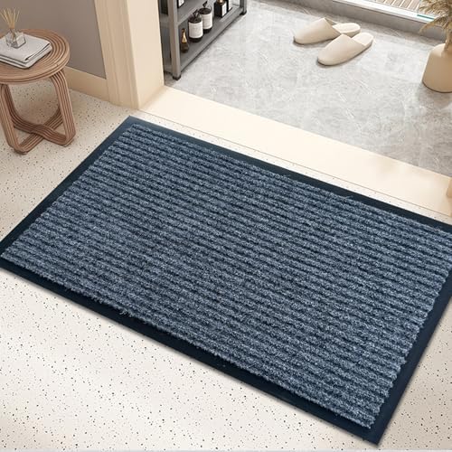 Front Door Mat, 2.7'x4'Indoor Outdoor Welcome Commercial Floor Mat | Heavy Duty Durable Inside Outside Entrance, Waterproof All-Season, All-Weather Non Slip Backing Doormat for Entryway, Grey - size: 32"x48"