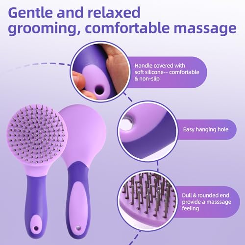 Equine Mane & Tail Combs Horse Brush Shedding Brush Grooming Tool for Horse (Purple) - color: Purple