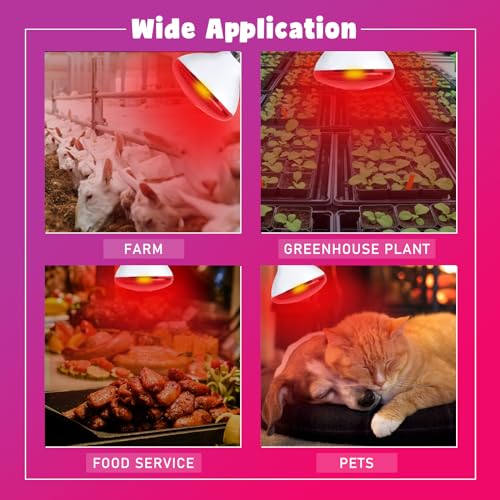 LUCKY HERP Infrared Heat Lamp for Chickens, 250 Watt Red Heat Lamp Bulb, 2 Pack Heat Light Bulb, Brooder Heat Lamp for Chicks Coop, Reptiles, Amphibian, Pet, Food Service - style: 250W Heat Lamp 2 PACK