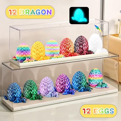 Impossmaker 12pcs 3D Printed Dragon Eggs, Prefilled Easter Dragon Egg with Dragon Toy, Easter Basket Stuffer, Goodie Bag Fillers, Easter Egg Hunt, Unique Easter Basket Gifts for Kids - style: 12P-S2