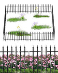 12-Panel Wrought Iron Garden Fence, 24in H x 24ft L, Thickened Hollow Iron Tubes, Multi-Purpose Metal Fence for Dogs, Gardens & Patio - size: 12 Pack - 24in(H) x 24Ft(L)