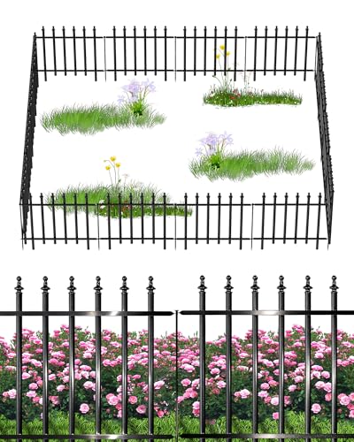5-Panel Heavy-Duty Small Pet Fence, 13in H x 7ft L, Thickened Hollow Iron Tubes, No-Dig Portable Barrier for Rabbits, Gardens - size: 5 Pack - 13in(H) x 7.08Ft(L)