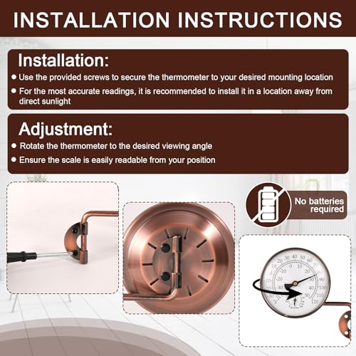4 Inch Brass Outdoor Thermometer with Humidity Gauge, Analog Swivel Temperature Gauge Decorative Outdoor Thermometer for Patio Window Greenhouse Garage Garden Decor - color: copper, style: Style 1
